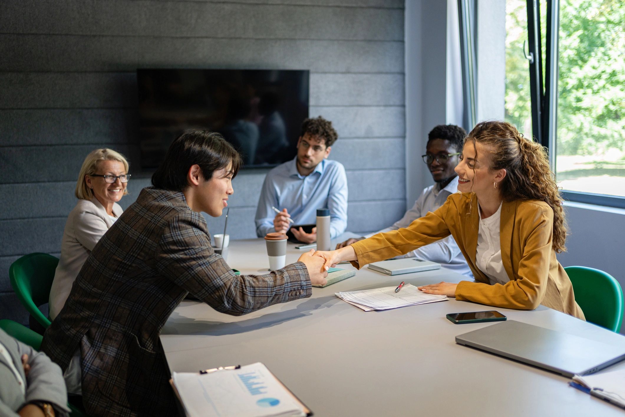 global business handshake office